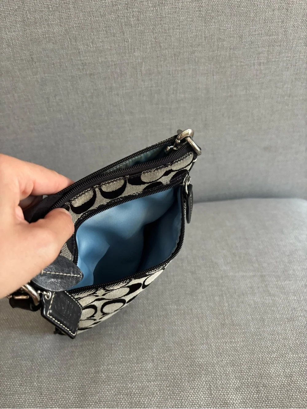 Coach Black and Gray Signature Crossbody Bag